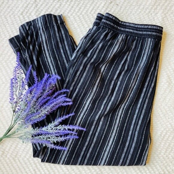 Jessica Simpson Women's Striped Black & White Elastic Waist Easy Pants Size L - Picture 2 of 9